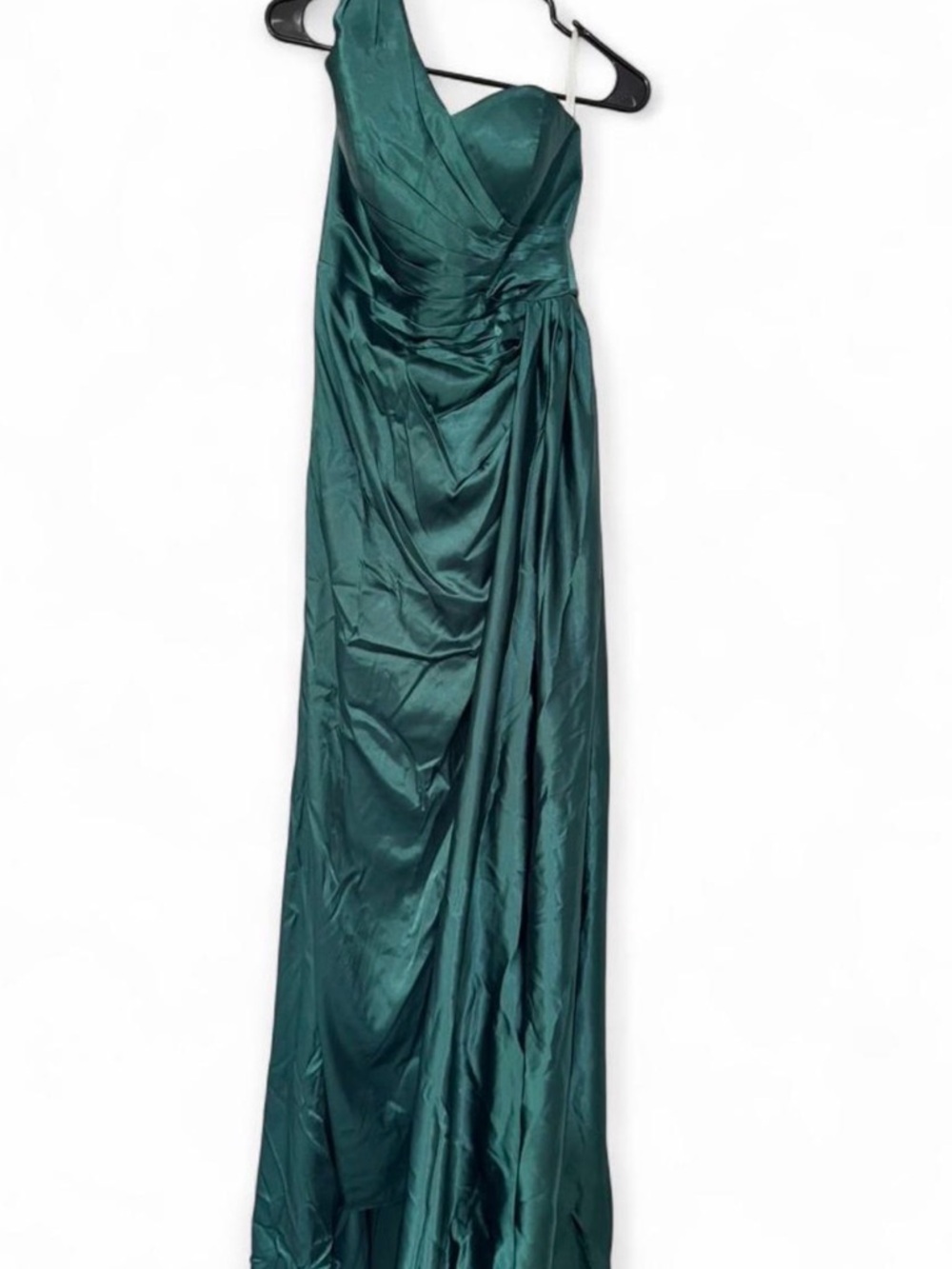 Emerald Green One-Shoulder Satin Evening Gown maxi dress